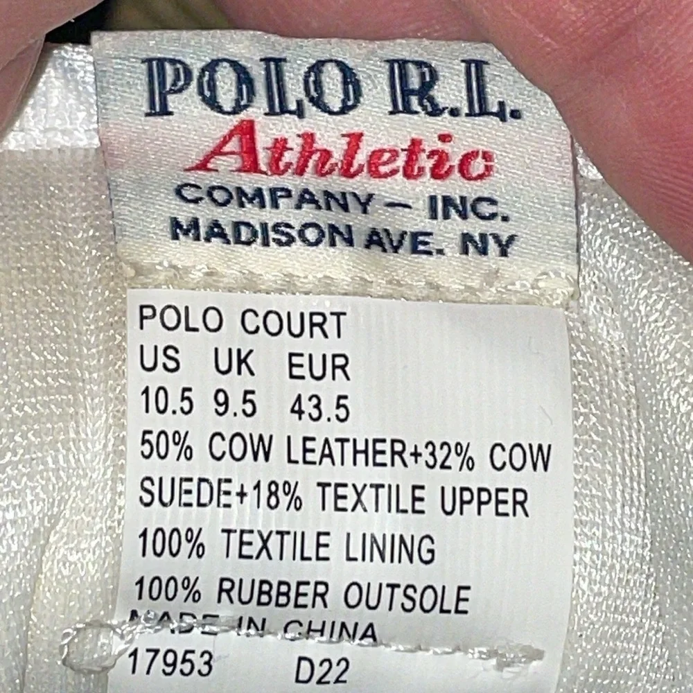 Polo Ralph Lauren Men's White Court‎ Suede & Leather Sneakers Shoes Size 10.5